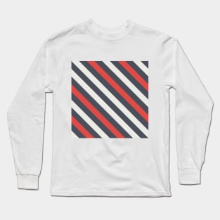 Diagonal Black, White and Red Stripes Long Sleeve T-Shirt